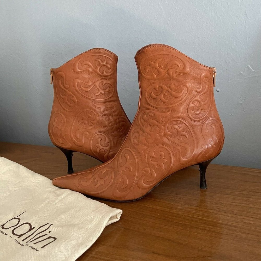 Ballin Embossed Leather Ankle Boots Booties
